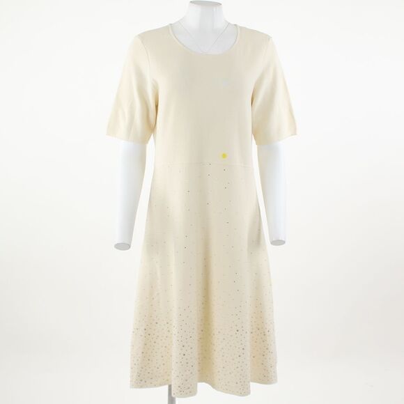 Anne Klein Embellished-Skirt A-Line Dress in Ivory - Picture 2 of 6